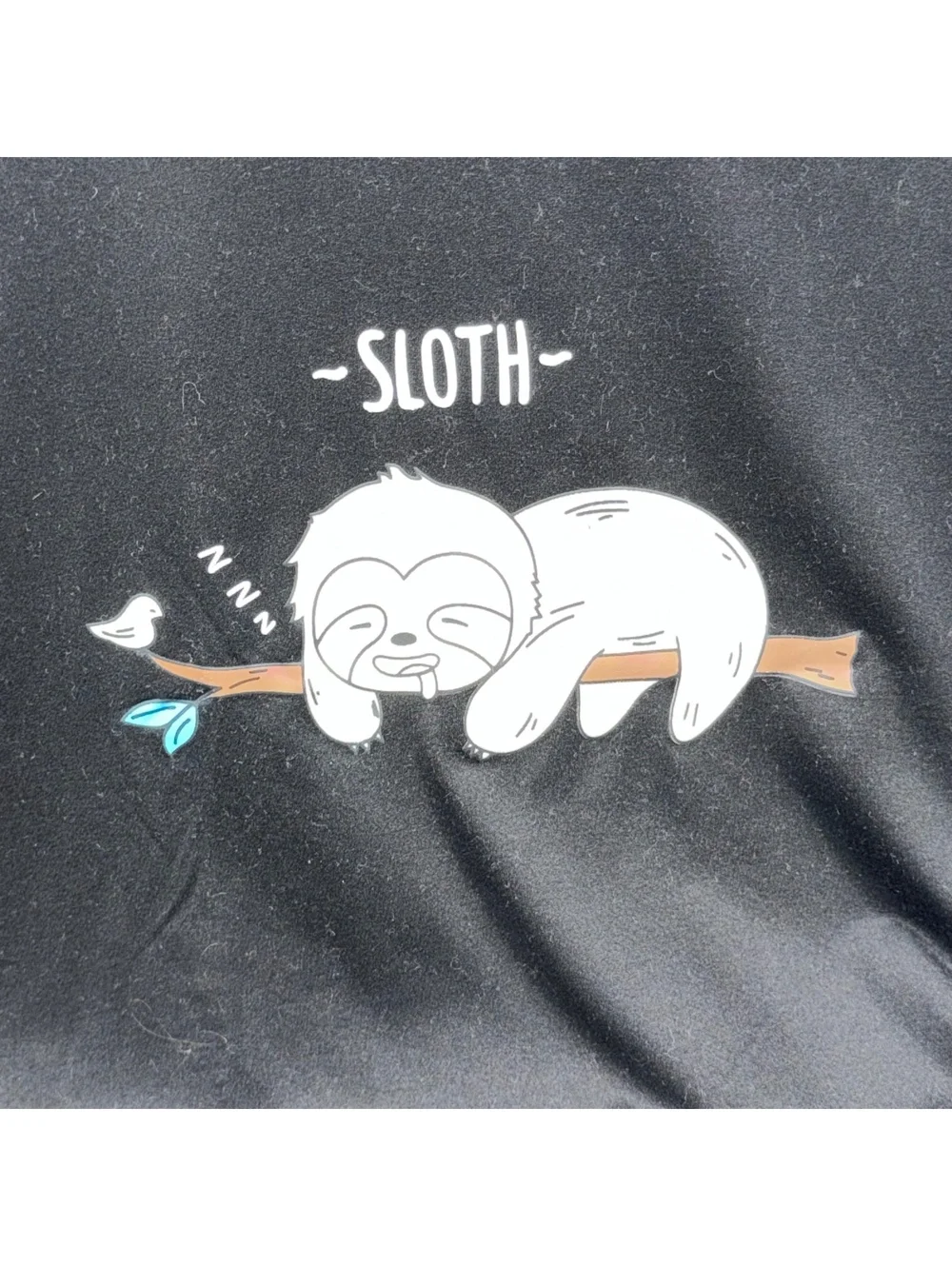 Black Sloth Graphic T-Shirt “Sloth” Sleeping on Branch Size XL